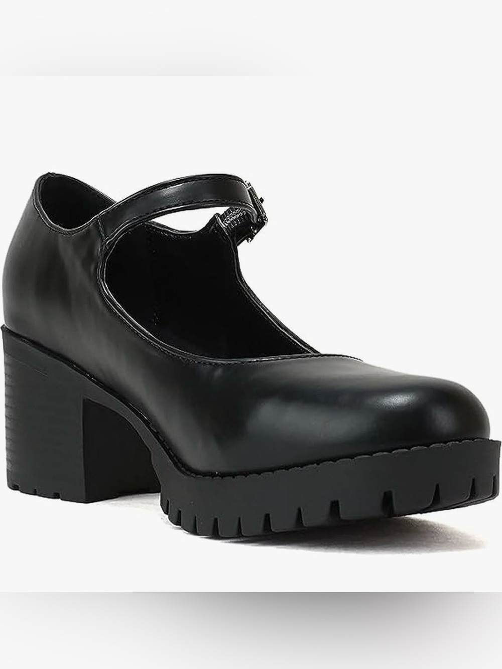 Soda Black Mary Jane Lug Sole Block Heels-NWOT Size 9 - Picture 10 of 11